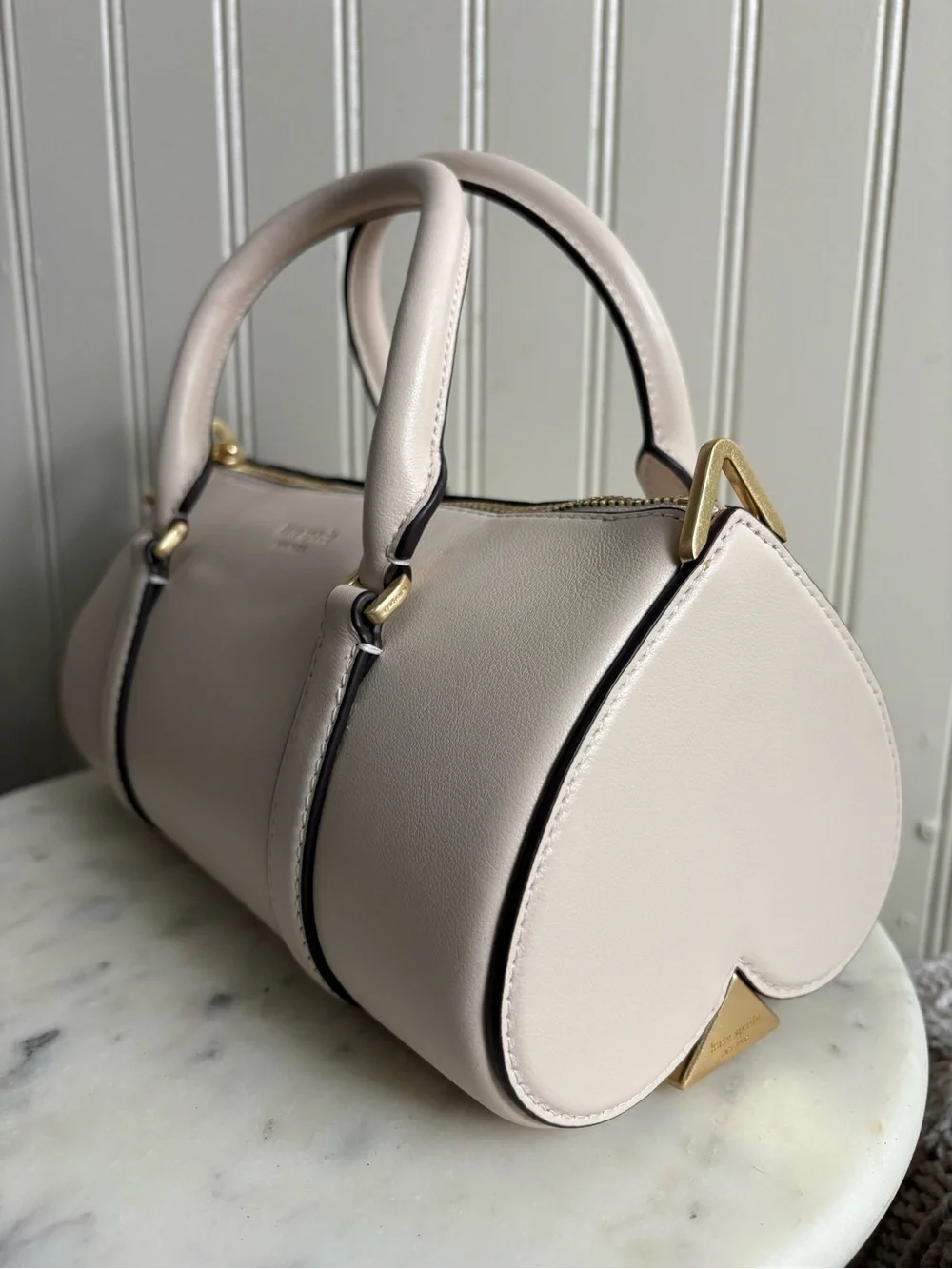 NEW Kate Spade Icon Barrel Bag in Milk Glass Leather Crossbody Designer Purse
